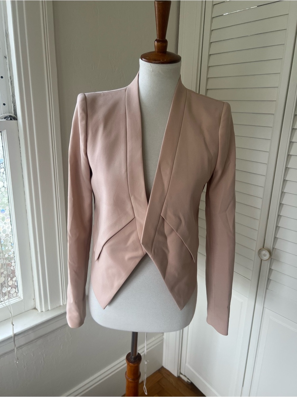BCBGMAXAZRIA Blush Pink Tailored Open-Front Blazer Jacket